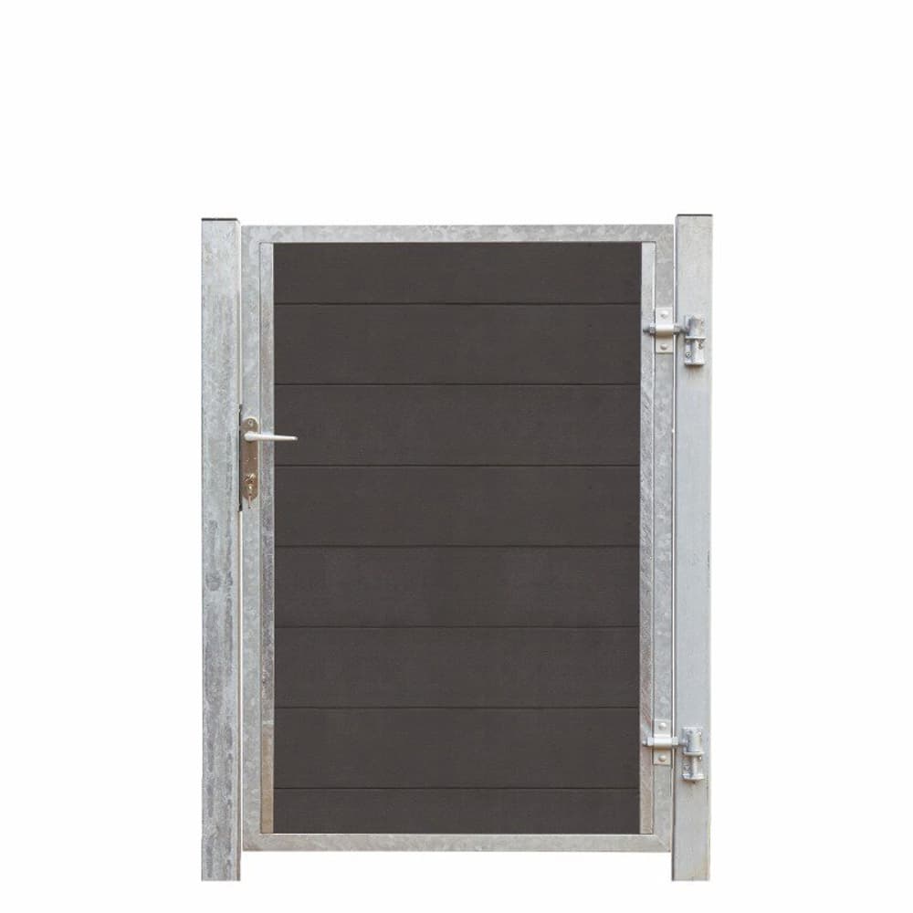 Porte Futura WPC droite 99x145cm+16cm poteaux gris ardoise / galvanisé à chaud Porte PLUS 669700108423 Photo no. 1