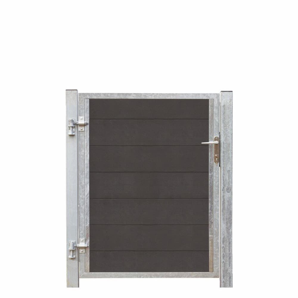 Porte Futura WPC gauche 99x127cm+16cm poteaux gris ardoise / galvanisé à chaud Porte PLUS 669700108426 Photo no. 1