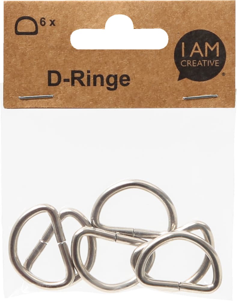 D Ring, demi-anneaux ouvrants en métal pour créer des décorations, porte-clés, sangles &amp; sacs à dos, argent, 32 x 22 mm, 6 pces. Porte-Clés 668359600000 Photo no. 1