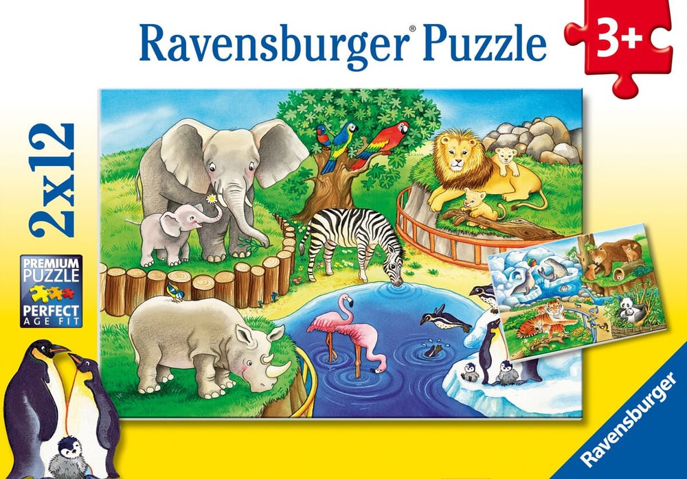 RVB Puzzle 2X12 P. Animaux au zoo Puzzles Ravensburger 749061700000 Photo no. 1