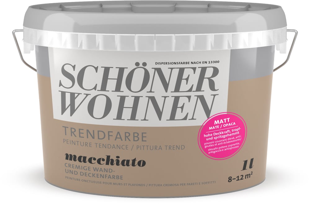 Vernice di tendenza opaca Macchiato 1 l Pittura per pareti Schöner Wohnen 660906800000 Contenuto 1.0 l N. figura 1