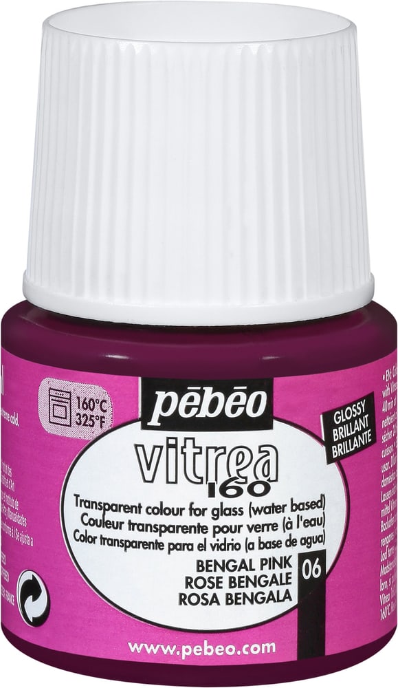 PÉBÉO Vitrea 160 Glossy 06 Bengal Pink 45ml Glasfarbe Pebeo 663507310600 Farbe Bengalischrosa Bild Nr. 1