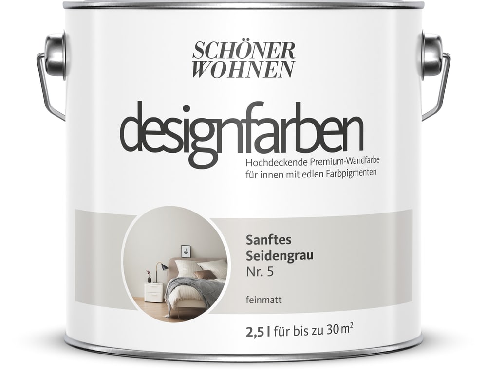 Designfarbe Seidengrau 2,5 l Pittura per pareti Schöner Wohnen 660978000000 Contenuto 2.5 l N. figura 1
