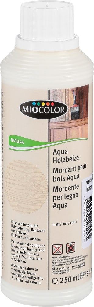 Aqua Holzbeize Weiss 250 ml Holzöle + Holzwachse Miocolor 661285800000 Farbe Weiss Inhalt 250.0 ml Bild Nr. 1