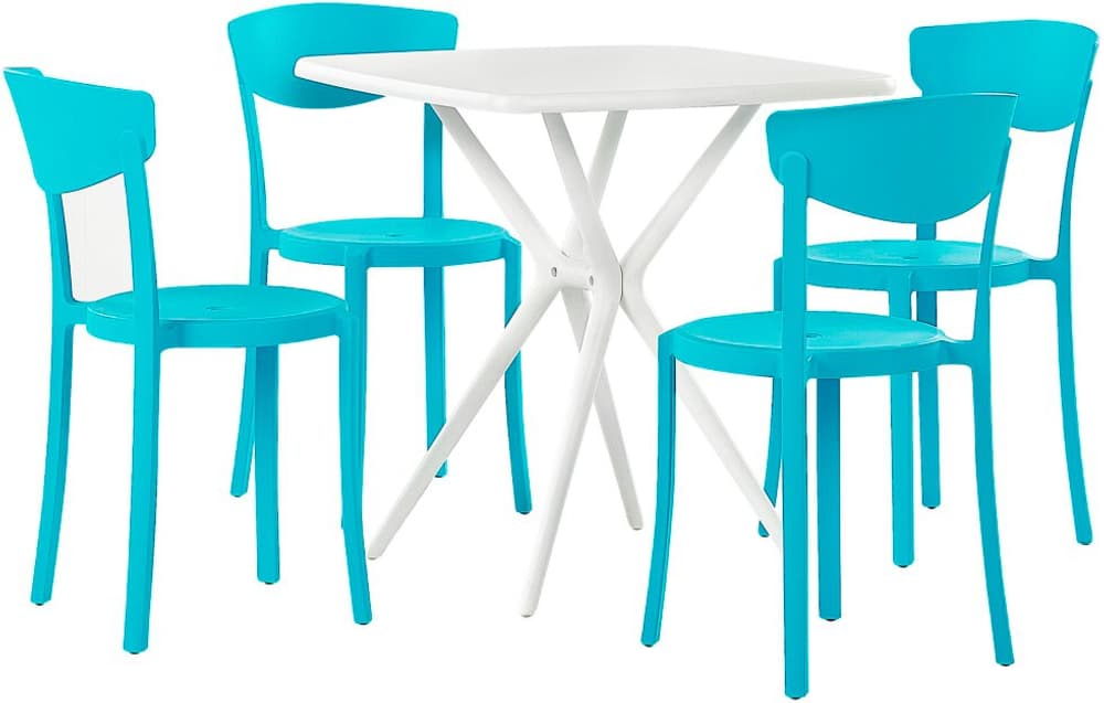 Salon de jardin table et 4 chaises blanc et bleu SERSALE/VIESTE Ensemble lounge de jardin Beliani 759252500000 Photo no. 1