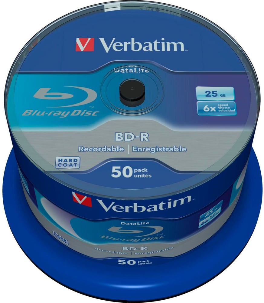 BD-R 25 GB, mandrino (50 pezzi) Blu-ray vuoti Verbatim 785302435923 N. figura 1