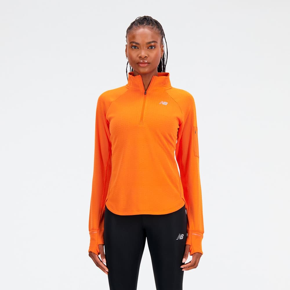 W NB Heat Grid Half Zip Pull-over New Balance 468903000534 Taille L Couleur orange Photo no. 1