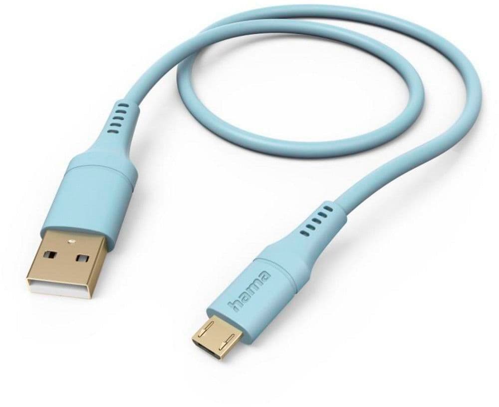 Flexible, USB-A - micro-USB, 1,5 m, silicone, bleu Câble de recharge Hama 785300173146 Photo no. 1