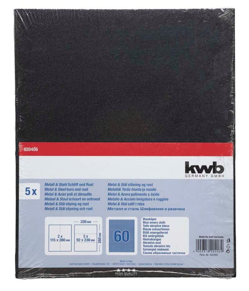 Schleifbogen Blauköper K 60, 5 Stk. Schleifpapier kwb 610552400000 Bild Nr. 1