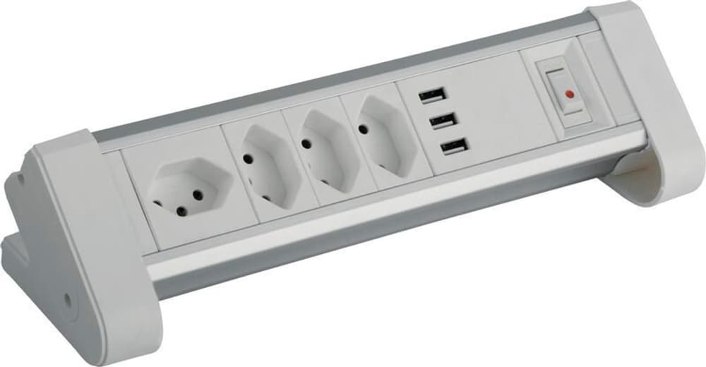 Presa da tavolo in alluminio 4x T13, 3x USB La Ciabatta Elettrica Schönenberger 669700124498 N. figura 1