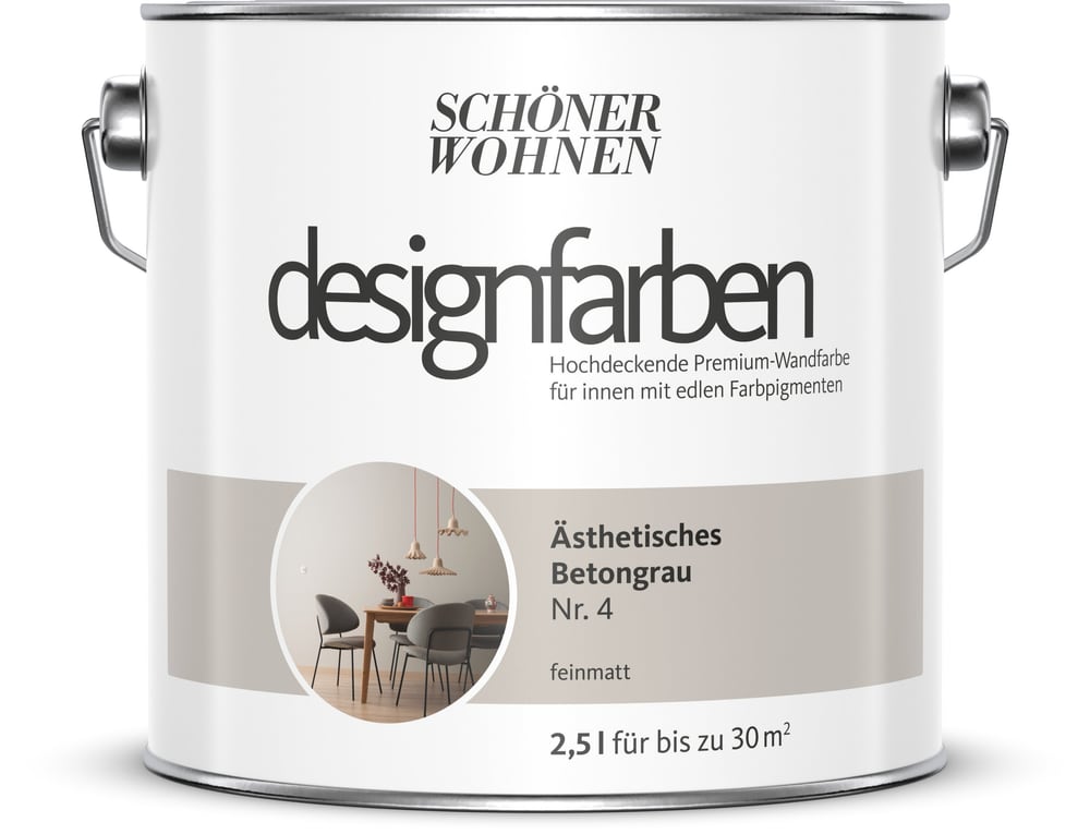 Designfarbe Betongrau 2,5 l Pittura per pareti Schöner Wohnen 660977400000 Contenuto 2.5 l N. figura 1