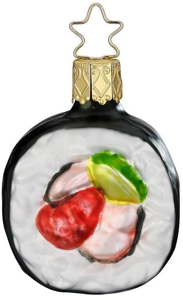 Guaina di Natale Sushi, vetro Futo Maki, D: 5,5 cm, soffiato a bocca Decorazione per albero Inge Glas Manufaktur 785302444692 N. figura 1