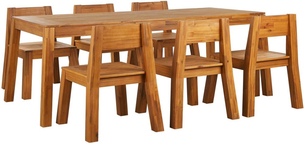 Ensemble de jardin table et 6 chaises en bois acacia clair LIVORNO Ensemble lounge de jardin Beliani 759238900000 Photo no. 1