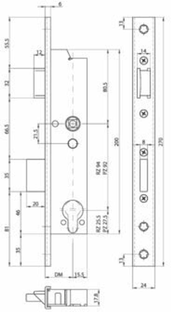 Rohrrahmen-Panik-Sicherheits-Einsteckschloss DELTA 19446 PBa Schloss MSL 669700112593 Bild Nr. 1