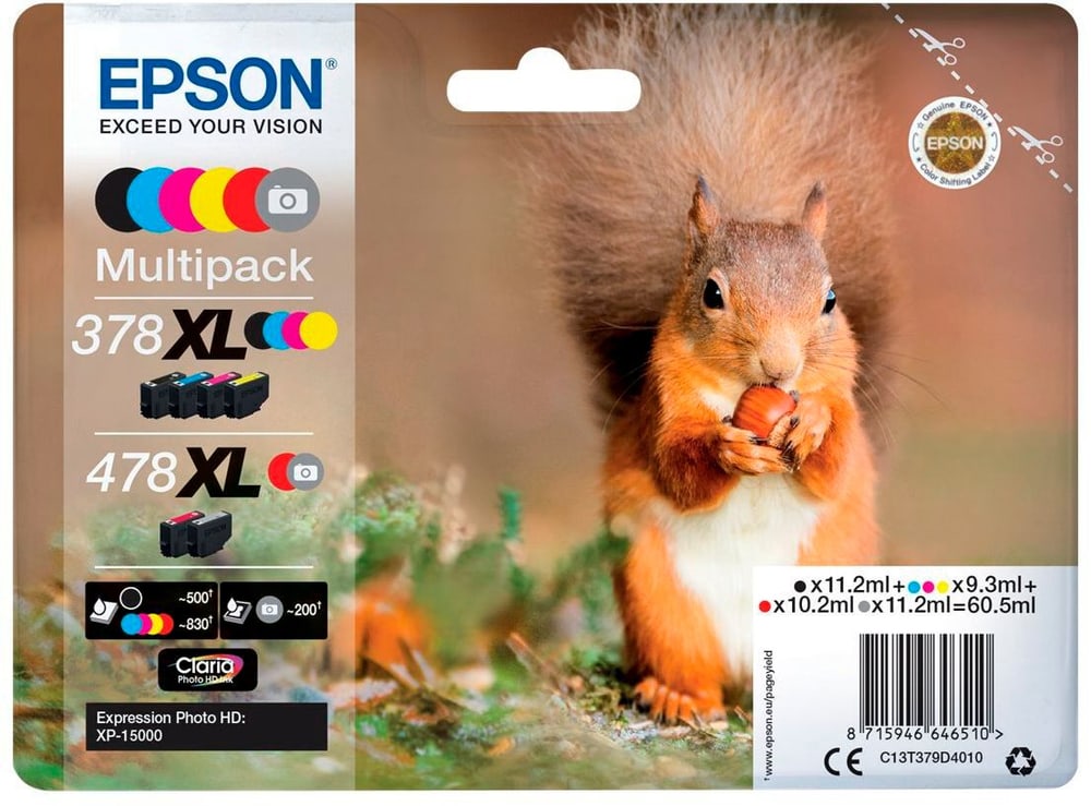 Multipack 6 colours 378XL/478XL Squirrel incl. R/G Clara Phto HD Ink Tintenpatrone Epson 785302432158 Bild Nr. 1