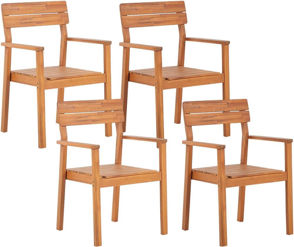 Set di 4 sedie da giardino legno acacia chiaro FORNELLI Sedia da giardino Beliani 604202300000 N. figura 1
