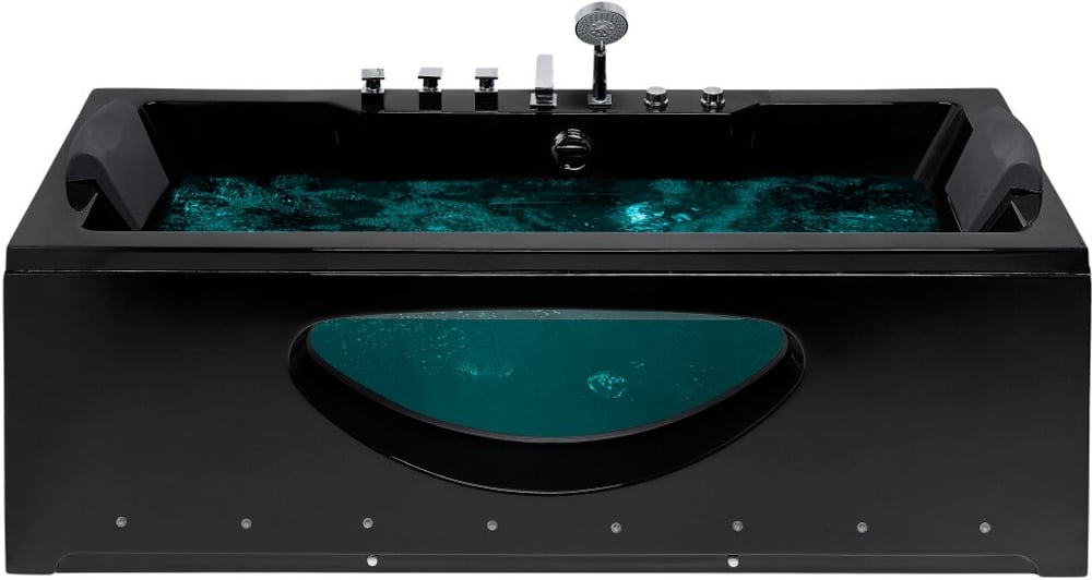 Whirlpool Badewanne schwarz rechteckig mit LED 180 x 80 cm HAWES Rechteckige Badewanne Beliani 655996100000 Bild Nr. 1