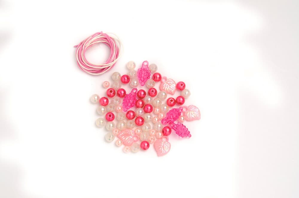 Perlen-Set weiß-rosa-pink Bastelperlen 608113000000 Bild Nr. 1