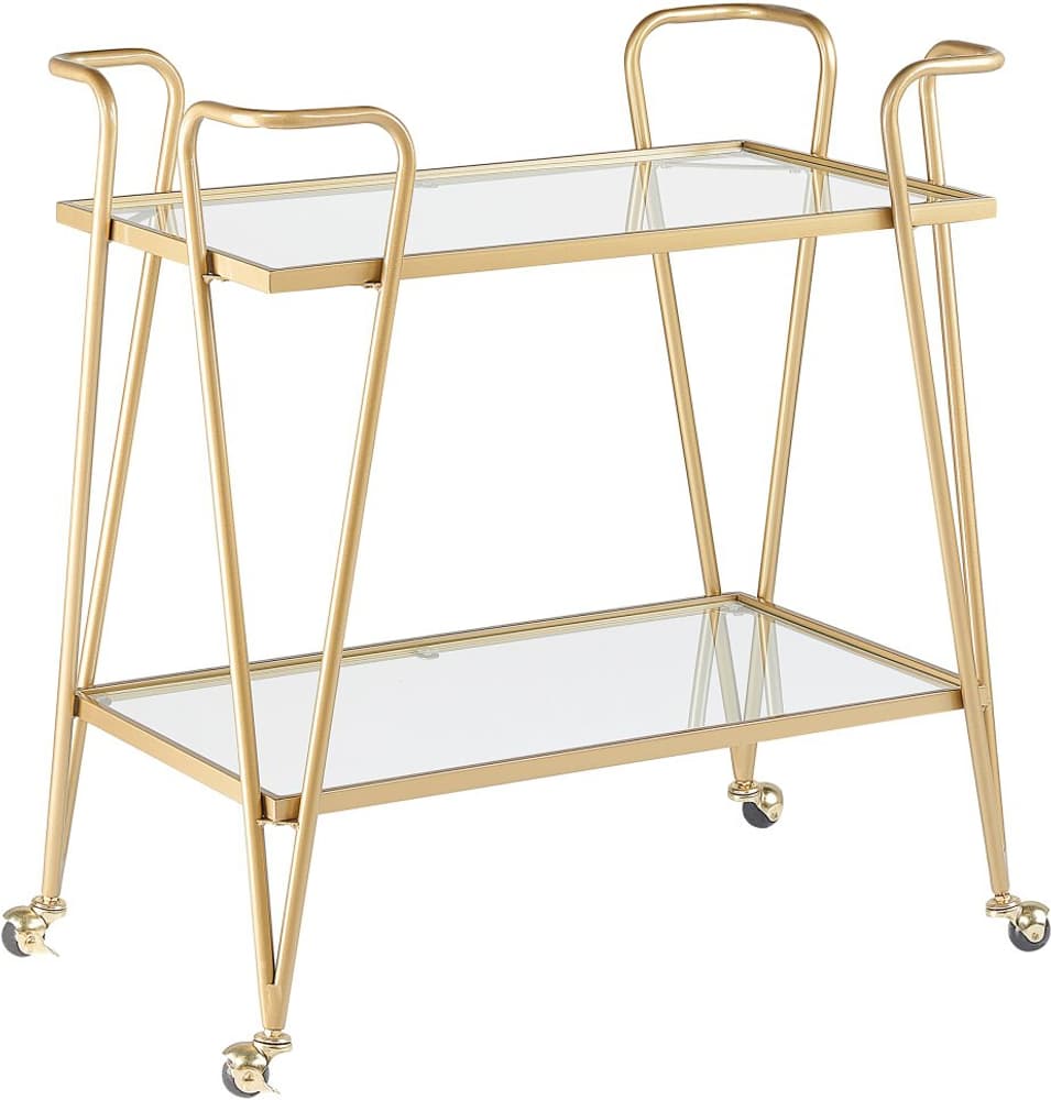 Carrello da cucina vetro e oro NOTI Carrello portavivande Beliani 620290700000 N. figura 1