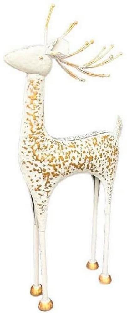 Auftseller Hirsch, Weiss-Gold Metall, 15x43x97 cm Deko Figur Dameco 785302444442 Bild Nr. 1