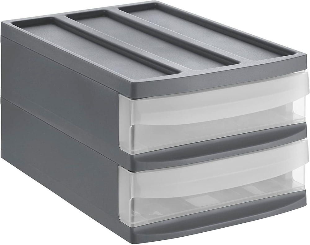 SYSTEMIX Boîte à 2 tiroirs, Plastique (PP) sans BPA, anthracite Boîte à tiroirs Rotho 604052000000 Photo no. 1