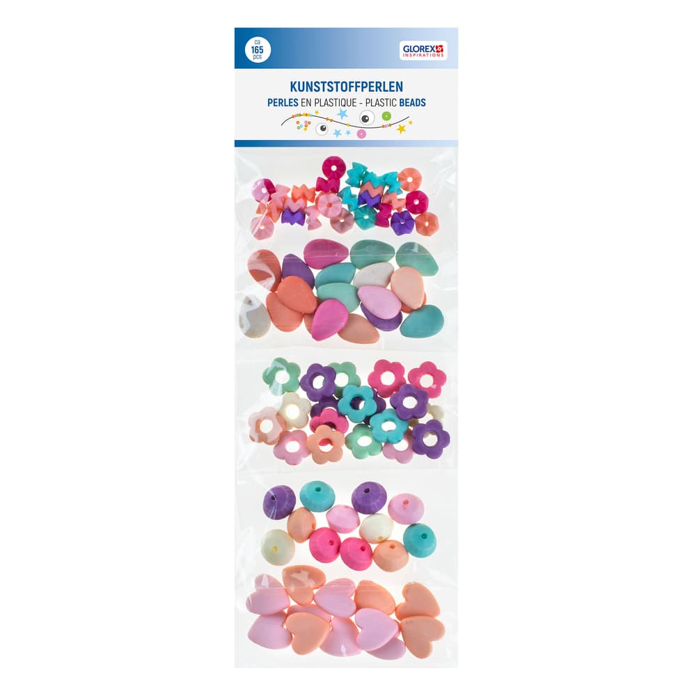 Kit perline di plastica 5pz assortiti, multicolore Perline artigianali 608109000000 N. figura 1
