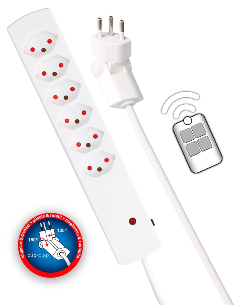 Multipresa Safety Line 6x Typ13 BS bianco telecomando Steckdosenleiste Max Hauri 613263200000 N. figura 1