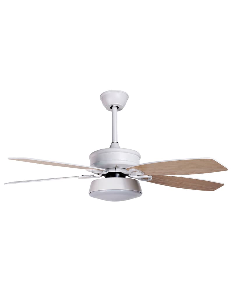 Ventilateur de plafond bois clair et blanc avec lampe LOGAN Ventilateur de planfond Beliani 669700118780 Photo no. 1