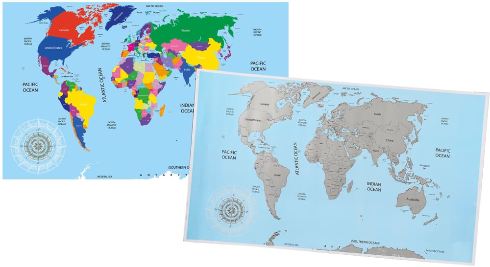Carte du monde à gratter 88 x 52 cm Décoration Partyartikel 785302426860 Photo no. 1