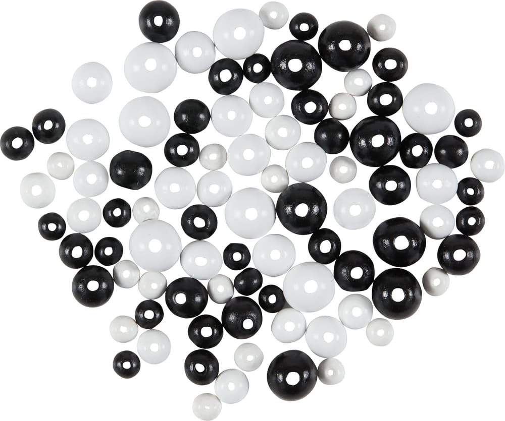 Boules en bois noir et blanc Perles artisanales Legna Creativa 667029500000 Photo no. 1
