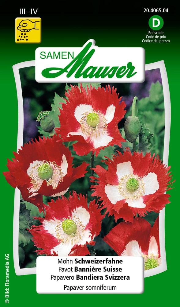 Pavot Bannière Suisse Semences de fleurs Samen Mauser 650105903000 Contenu 0.5 g (env. 300 plantes ou 2 - 4 m²) Photo no. 1