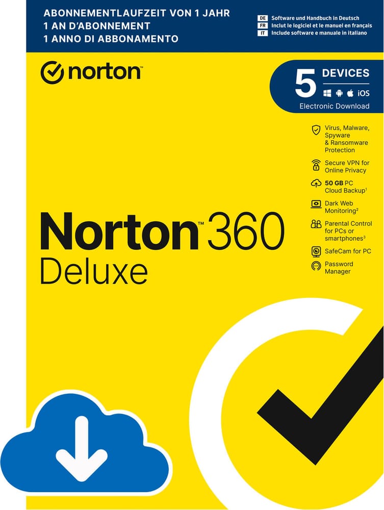 Security 360 Deluxe with 50GB 5 Device - PC/Mac/Android/iOS - ESD Antivirus (téléchargement) Norton 785300155783 Photo no. 1