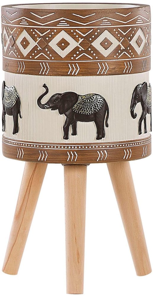 Cache-pot motif éléphant avec pieds en bois  25 cm ACHILIO Peuplement végétal Beliani 612539400000 Photo no. 1