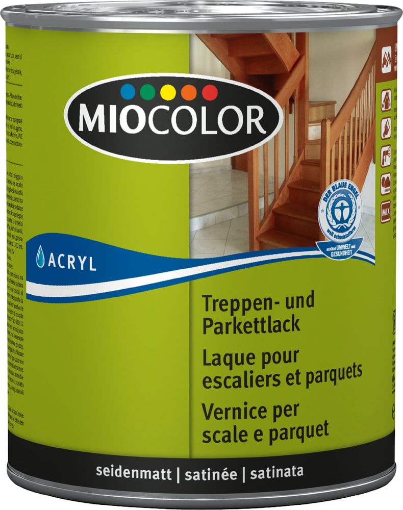 Treppen- und Parkettlack seidenmatt Farblos 750 ml Miocolor 661119100000 Farbe Farblos Inhalt 750.0 ml Bild Nr. 1