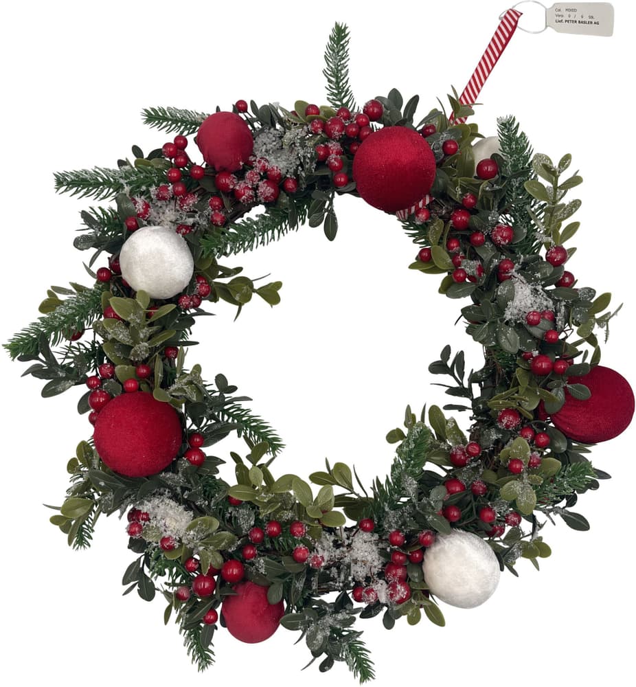 Couronne de porte rouge/blanc Couronne décorative Do it + Garden 655153300000 Photo no. 1