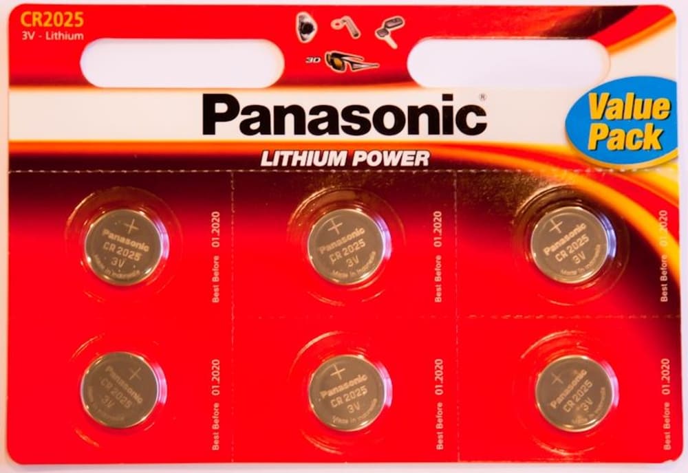 Batterie CR 2025  jeu de 6 pièces Panasonic 9177738015 Photo n°. 1