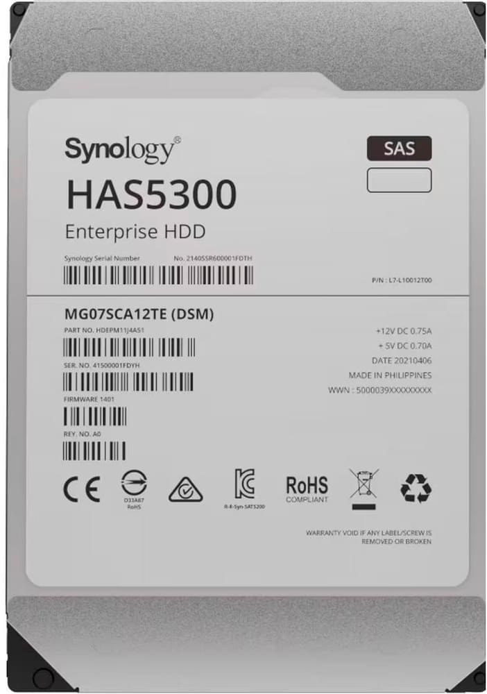 HAS5300 3.5" SAS 12 TB Interne Festplatte Synology 785302409771 Bild Nr. 1