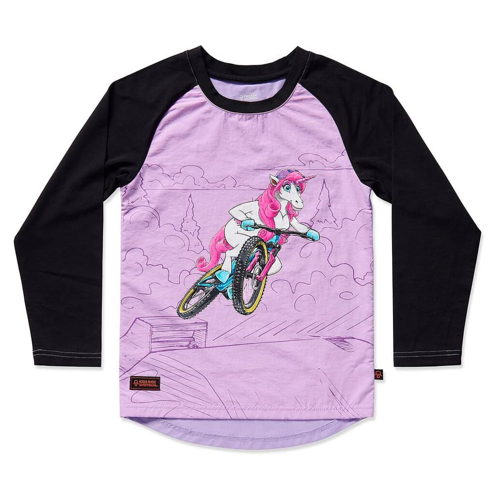 Unicorn Windproof Kids MTB Jersey Maglietta da bici Kids Ride Shotgun 474194811091 Taglie 110 Colore lilla N. figura 1