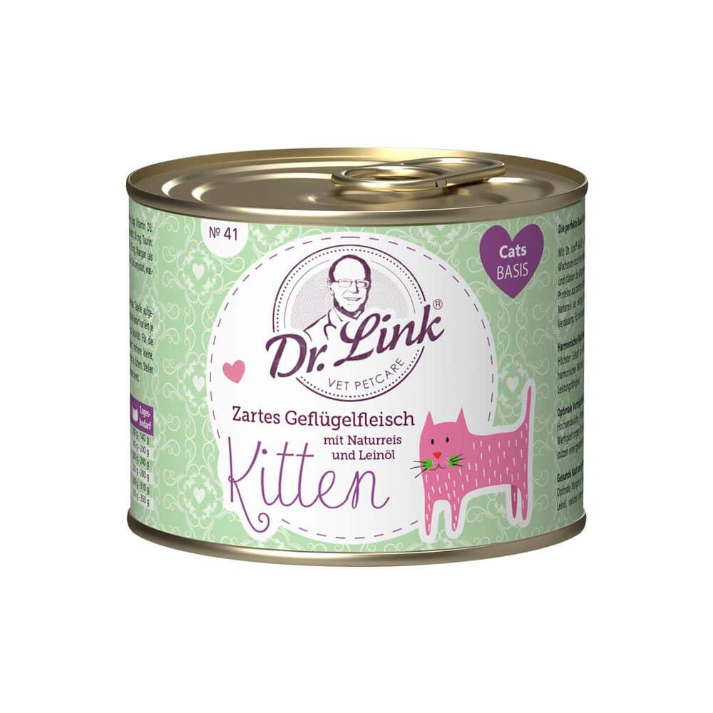 Kitten Puro pollame con riso integrale, 0.2 kg Cibo umido Dr. Link 658330500000 N. figura 1
