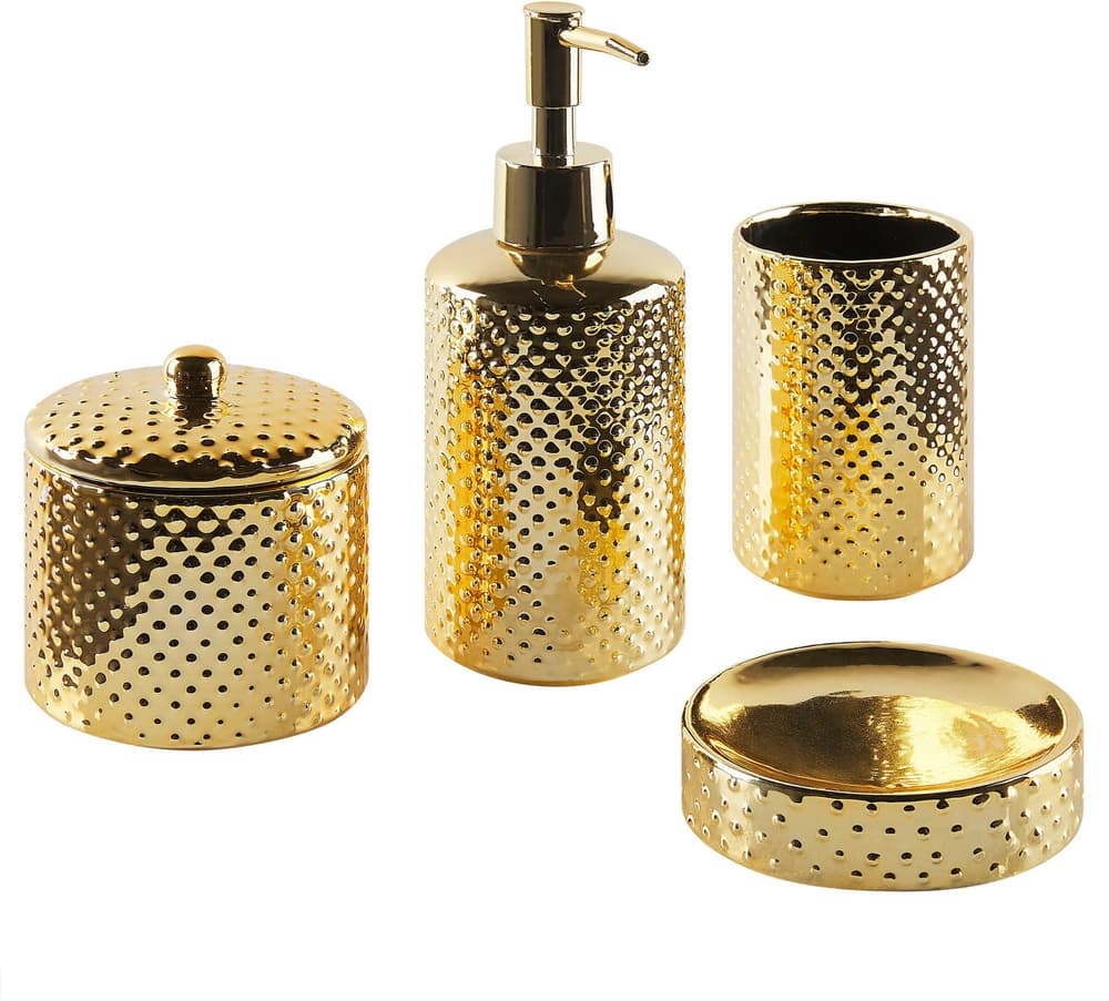 Set di 4 accessori bagno ceramica oro CUMANA Set Beliani 674731900000 N. figura 1