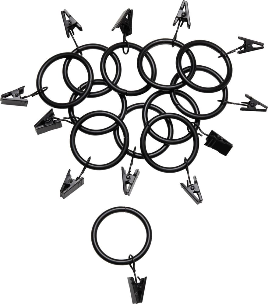 RONDO Vorhangringe mit Klammern 430585400020 Farbe Schwarz Bild Nr. 1