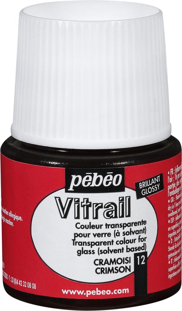 Pébéo Vitrail glossy crimson 12 Colore del vetro Pebeo 663506101200 Colore Rosso N. figura 1