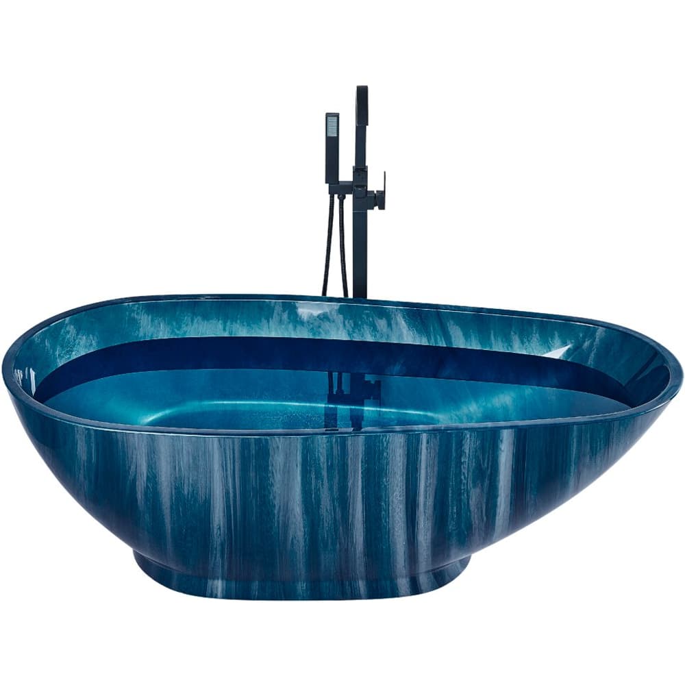 Vasca da bagno 170 cm effetto marmo blu navy RIOJA Vasca da bagno freestanding Beliani 759240100000 N. figura 1