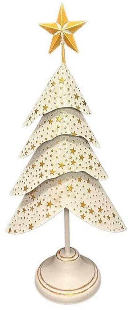 Aufsteller Weihnachtsbaum,Weiss-Gold Metall, 15x26x59 Deko Figur Dameco 785302444439 Bild Nr. 1