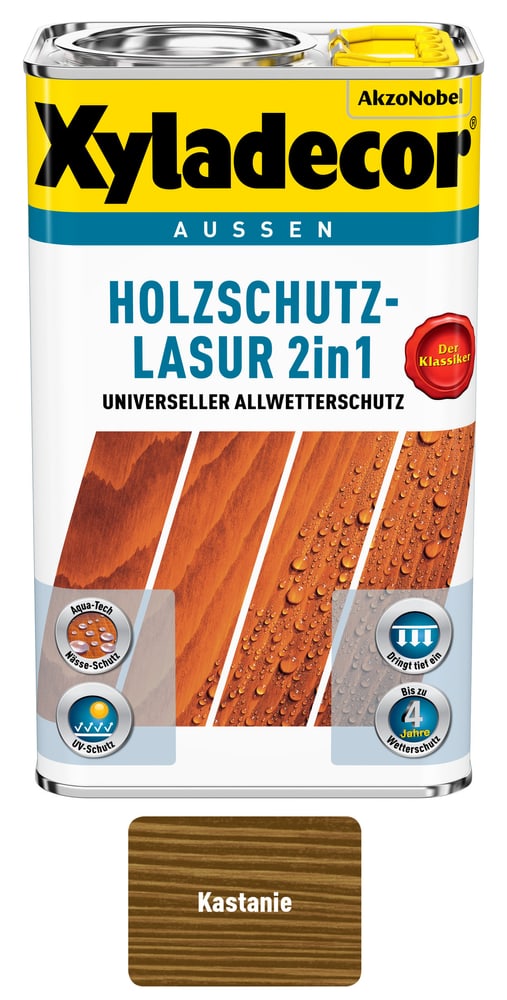 Velatura protettiva per legno Castagna 2.5 l Vernice protettiva per legno XYLADECOR 661776100000 Colore Castagna Contenuto 2.5 l N. figura 1