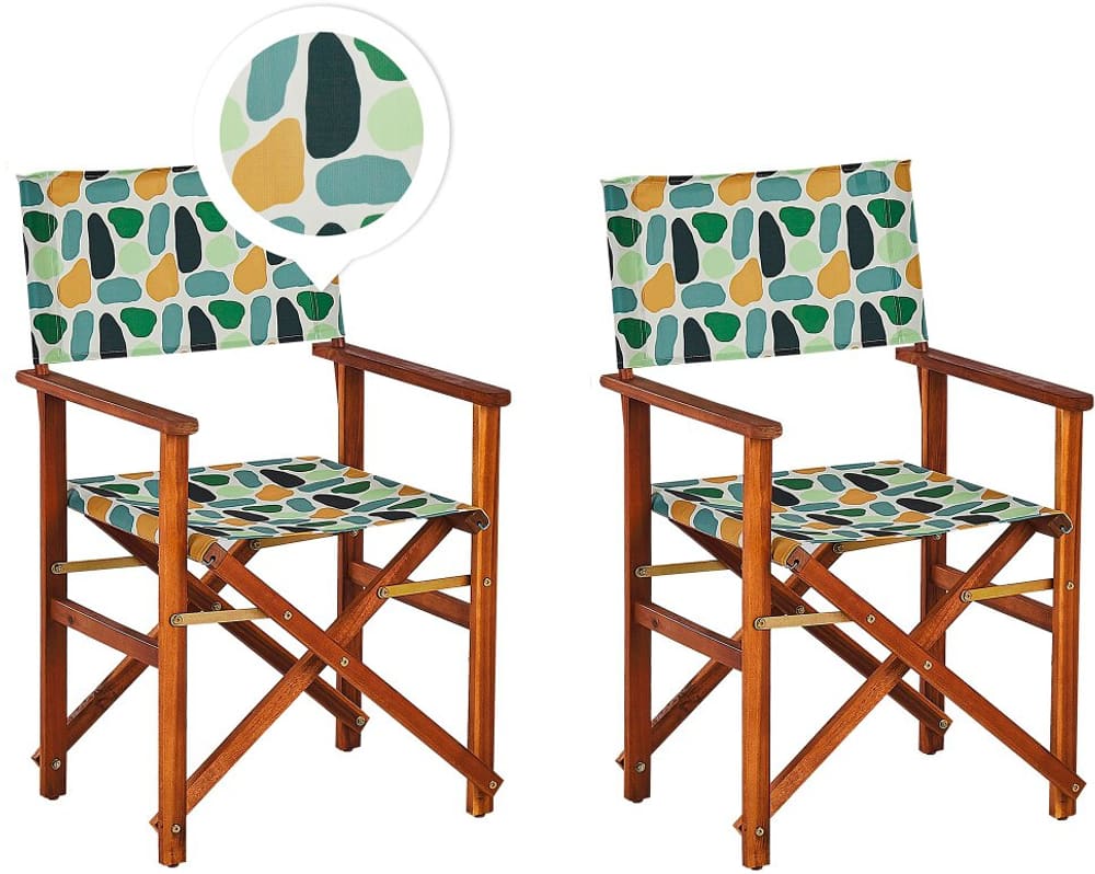 Lot de 2 chaises de jardin bois foncé à motif abstrait/crème CINE Chaise de jardin Beliani 655798100000 Photo no. 1