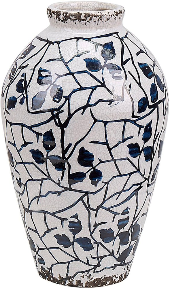 Blumenvase Keramik weiss / blau 20 cm MALLIA Vase Beliani 659191900000 Bild Nr. 1