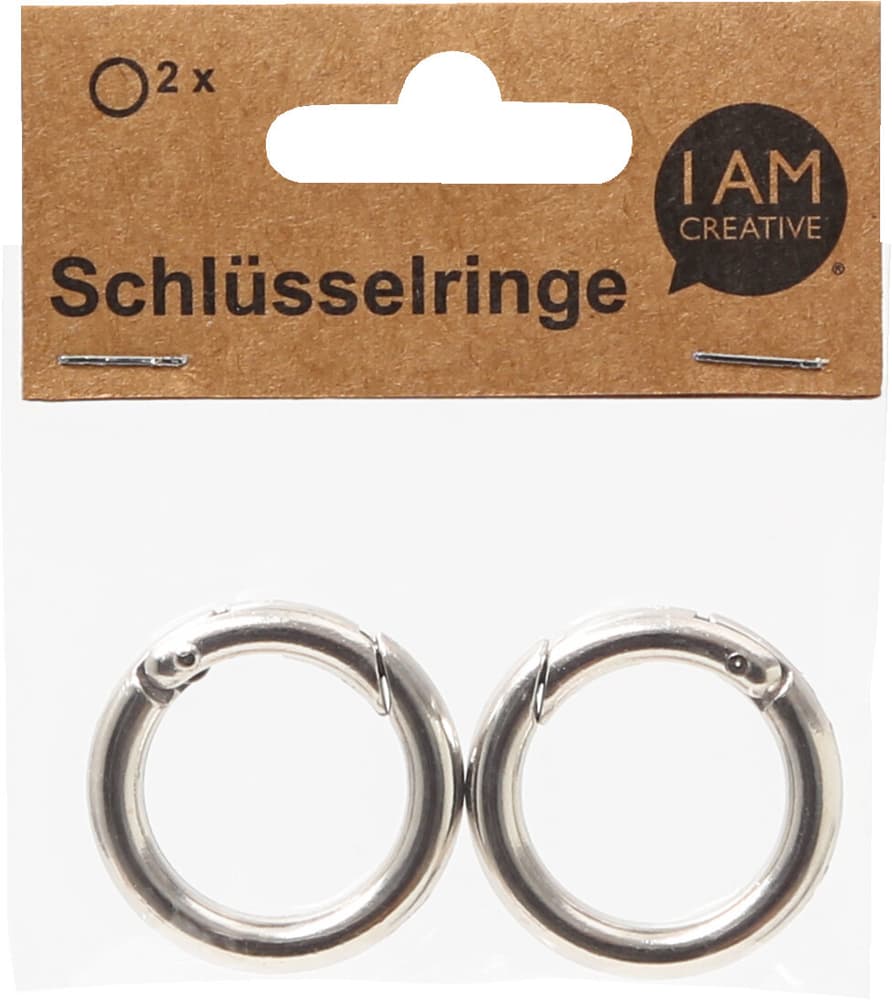 Portachiavi, anelli apribili in metallo per vari usi, color argento, ø 37 x 5 mm, 2 pz. Portachiavi 668360300000 N. figura 1