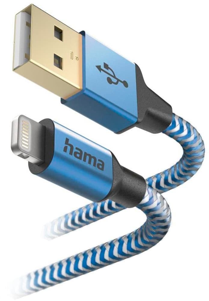 Reflective, USB-A - Lightning, 1,5 m, Nylon, Blau Ladekabel Hama 785300173132 Bild Nr. 1