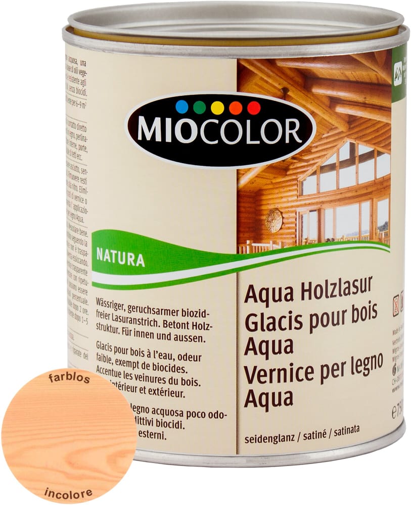 Aqua Holzlasur Farblos 750 ml Lasur Miocolor 661116500000 Inhalt 750.0 ml Bild Nr. 1